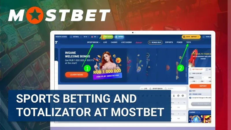 Sports betting and totalizator at Mostbet